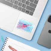Hydratisierter Flamingo Aufkleber (Laptop mit iPhone)
