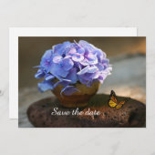 Hydrengea-Blume Save the Date flache Karte (Vorne/Hinten)