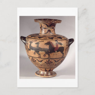 Hydria, Jagdszene, Archaik Griechisch, schwarze Fi Postkarte