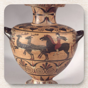 Hydria, Szene jagend, veralteter Grieche, schwarze Getränkeuntersetzer