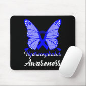 Hydrocephalus Awareness Butterfly Blue Ribbon Supe Mousepad (Mit Mouse)
