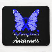 Hydrocephalus Awareness Butterfly Blue Ribbon Supe Mousepad (Vorne)