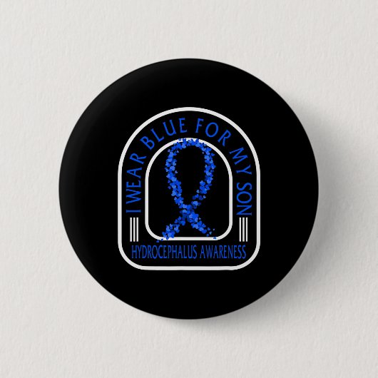 Hydrocephalus Awareness Ich trage Blau für meinen Button (Vorderseite)