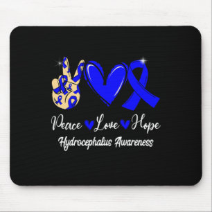 Hydrocephalus Awareness Peace Liebe Hope Blue Ribb Mousepad