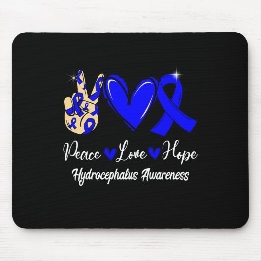 Hydrocephalus Awareness Peace Liebe Hope Blue Ribb Mousepad (Vorne)