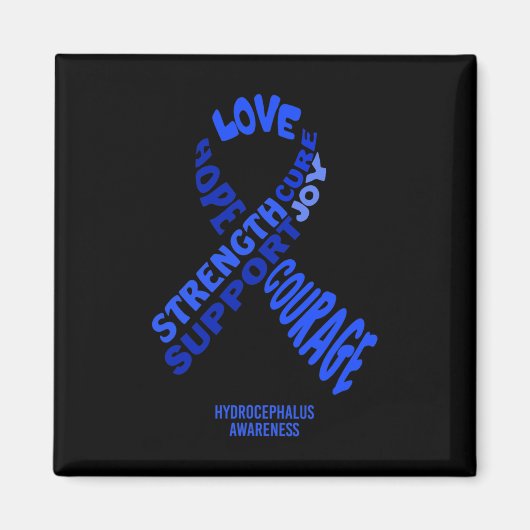 Hydrocephalus Awareness Ribbon mit Worten Magnet (Vorne)