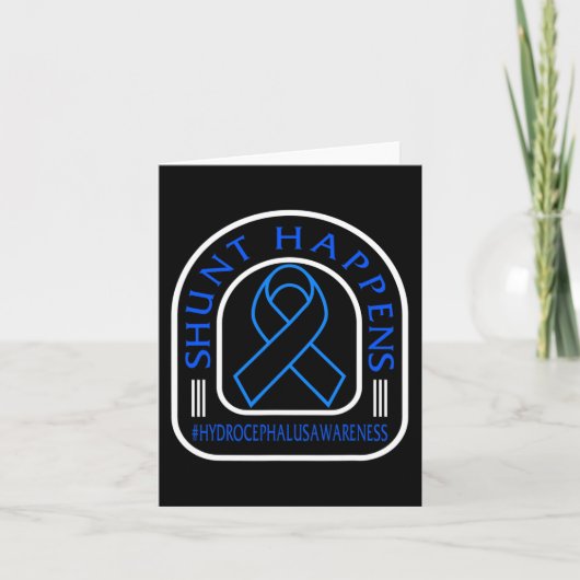 Hydrocephalus Awareness Shunt Happens Blue Ribbon Karte (Vorderseite)