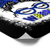 Hydrocephalus Warrior Messy Bun Blue Ribbon Leopar Poster (Ecke)