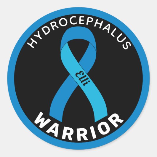 Hydrocephalus Warrior Ribbon Black Round Sticker (Vorderseite)