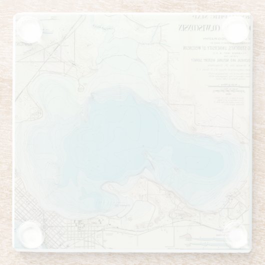 Hydrografischer Karte See Mendota Glasuntersetzer (Rückseite)