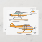 Hydroplane. Schwimmendes Flugzeug. Vektor Postkarte (Vorne/Hinten)