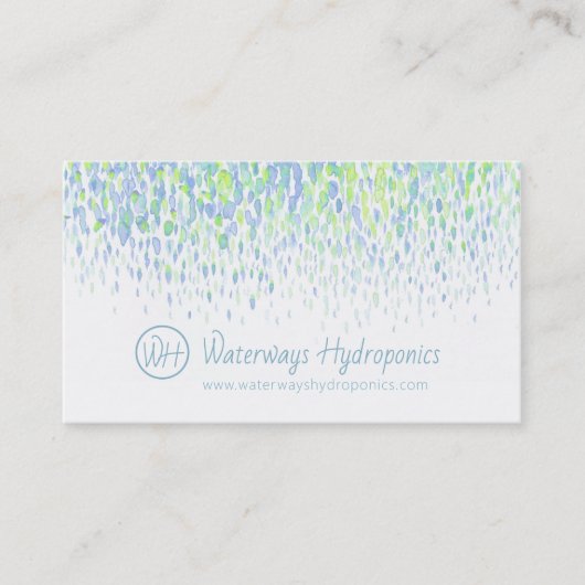 Hydroponik auf Wasserbasis Tropfen Aquarell Visitenkarte (Vorderseite)