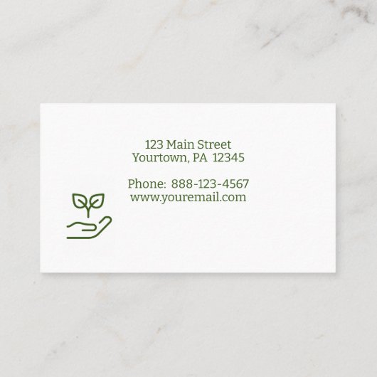 Hydroponische Gartenarbeit Visitenkarte (Rückseite)