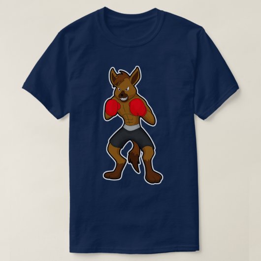 Hyena beim Boxen mit Boxhandschuhen T-Shirt (Design vorne)