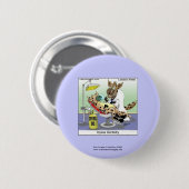 Hyena Dentistry Cartoon Funny Novelty Button (Vorne & Hinten)