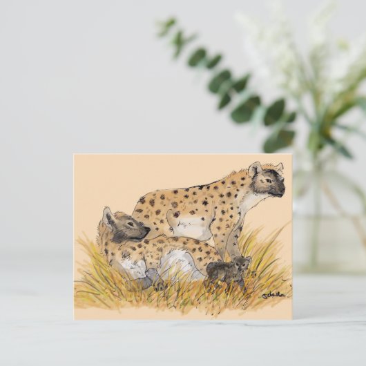 Hyena Family Postcard Postkarte (Stehend Vorderseite)