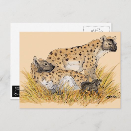 Hyena Family Postcard Postkarte (Vorne/Hinten)