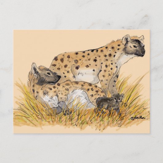 Hyena Family Postcard Postkarte (Vorderseite)