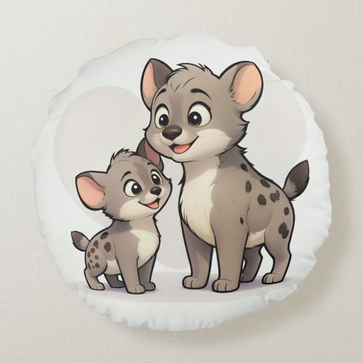 Hyena family  rundes kissen (Rückseite)