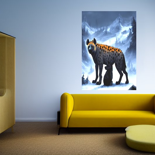 Hyena im schneebedeckten Berg | AI Art Poster