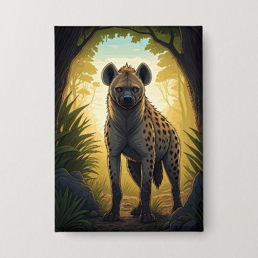 Hyena in a Forest Clearing Button (Vorderseite)
