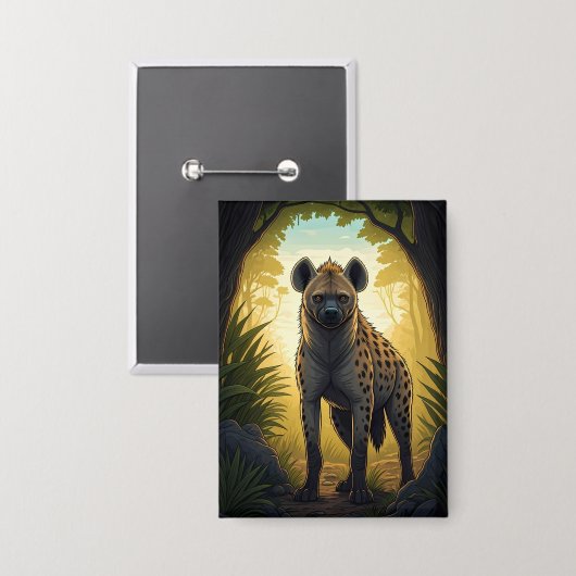 Hyena in a Forest Clearing Button (Vorderseite/Rückseite)