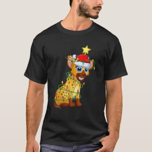 Hyena Lighting Xmas Tree Matching Hyena Weihnachte T-Shirt