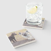 Hyena mit einer jungen steinuntersetzer (Seitenansicht)