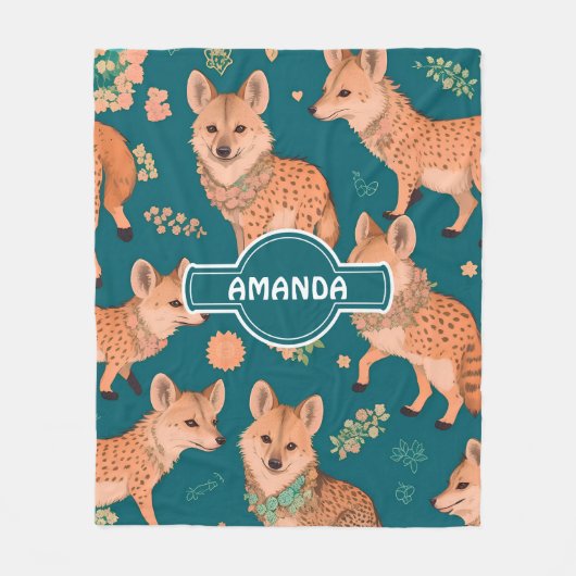 Hyena Pastel Personalisiertes Muster Fleecedecke (Vorderseite)