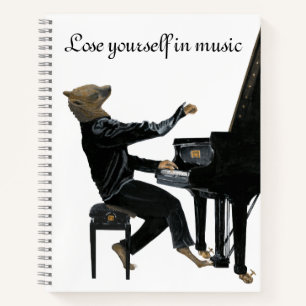 Hyena Piano Music Pianist Fantasy Art Notebook Notizblock