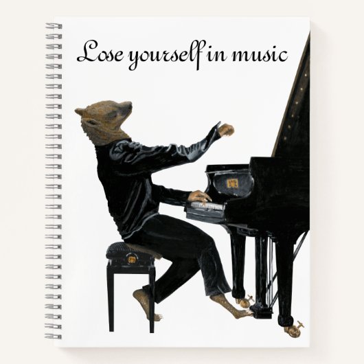 Hyena Piano Music Pianist Fantasy Art Notebook Notizblock (Vorderseite)