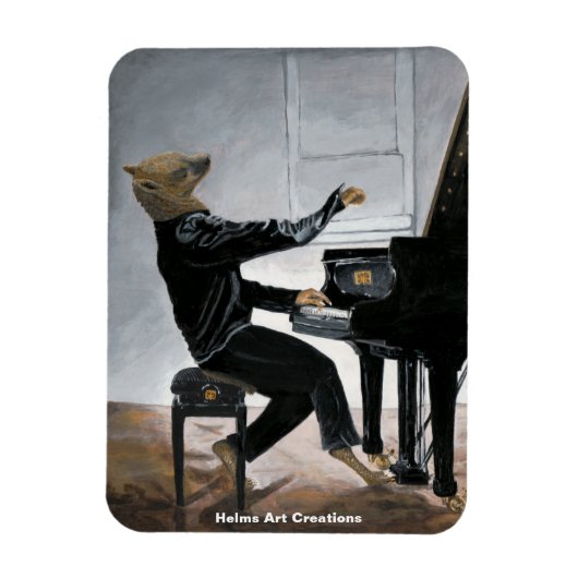 Hyena Piano Music Player Fantasy Art Foto Magnet (Vertikal)