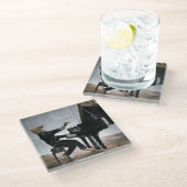 Hyena Piano Music Player Fantasy Art Glass Unterse Glasuntersetzer (Schrägansicht)