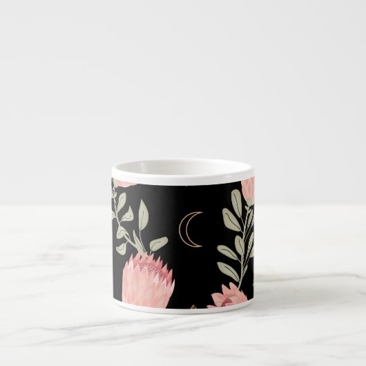 Hyena & Protea: Dunkles Vintages Muster Espressotasse (Vorderseite)
