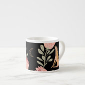 Hyena & Protea: Dunkles Vintages Muster Espressotasse (Vorderseite Rechts)