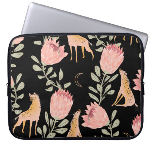 Hyena & Protea: Dunkles Vintages Muster Laptopschutzhülle