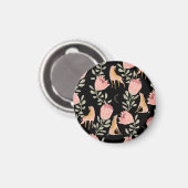 Hyena & Protea: Dunkles Vintages Muster Magnet (Vorderseite/Rückseite)
