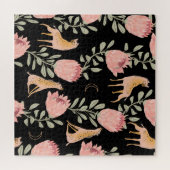 Hyena & Protea: Dunkles Vintages Muster Puzzle (Horizontal)