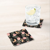 Hyena & Protea: Dunkles Vintages Muster Rechteckiger Pappuntersetzer (Vor Ort)