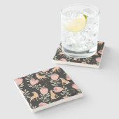 Hyena & Protea: Dunkles Vintages Muster Steinuntersetzer (Seitenansicht)