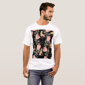 Hyena & Protea: Dunkles Vintages Muster T-Shirt (Vorne ganz)