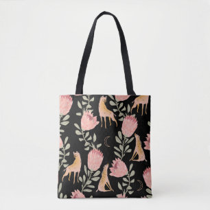 Hyena & Protea: Dunkles Vintages Muster Tasche