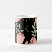 Hyena & Protea: Schwarzer Hintergrund Nahtlos Kaffeetasse (Mittel)