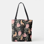 Hyena & Protea: Schwarzer Hintergrund Nahtlos Tasche (Rückseite)