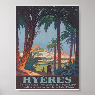 Hyeres France Vintage Travel Poster