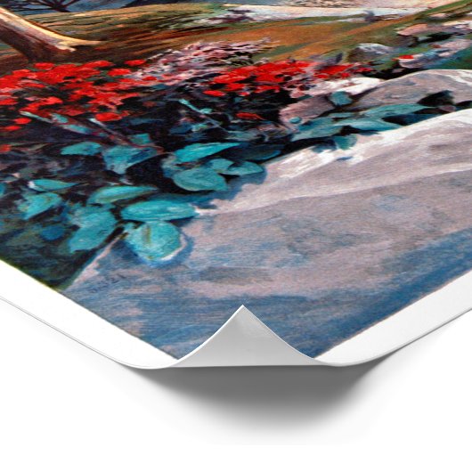 Hyeres, Frankreich Vintage Poster restauriert (Ecke)