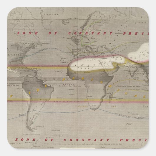 Hyetographische Regenkarte Quadratischer Aufkleber (Vorderseite)