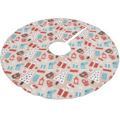 Hyge Holiday Pattern in Rot und Blau Polyester Weihnachtsbaumdecke (Schrägansicht)