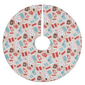 Hyge Holiday Pattern in Rot und Blau Polyester Weihnachtsbaumdecke (Vorderseite)