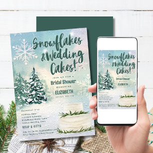 Hyge Snowflakes und Hochzeitstorte Brautparty Einladung